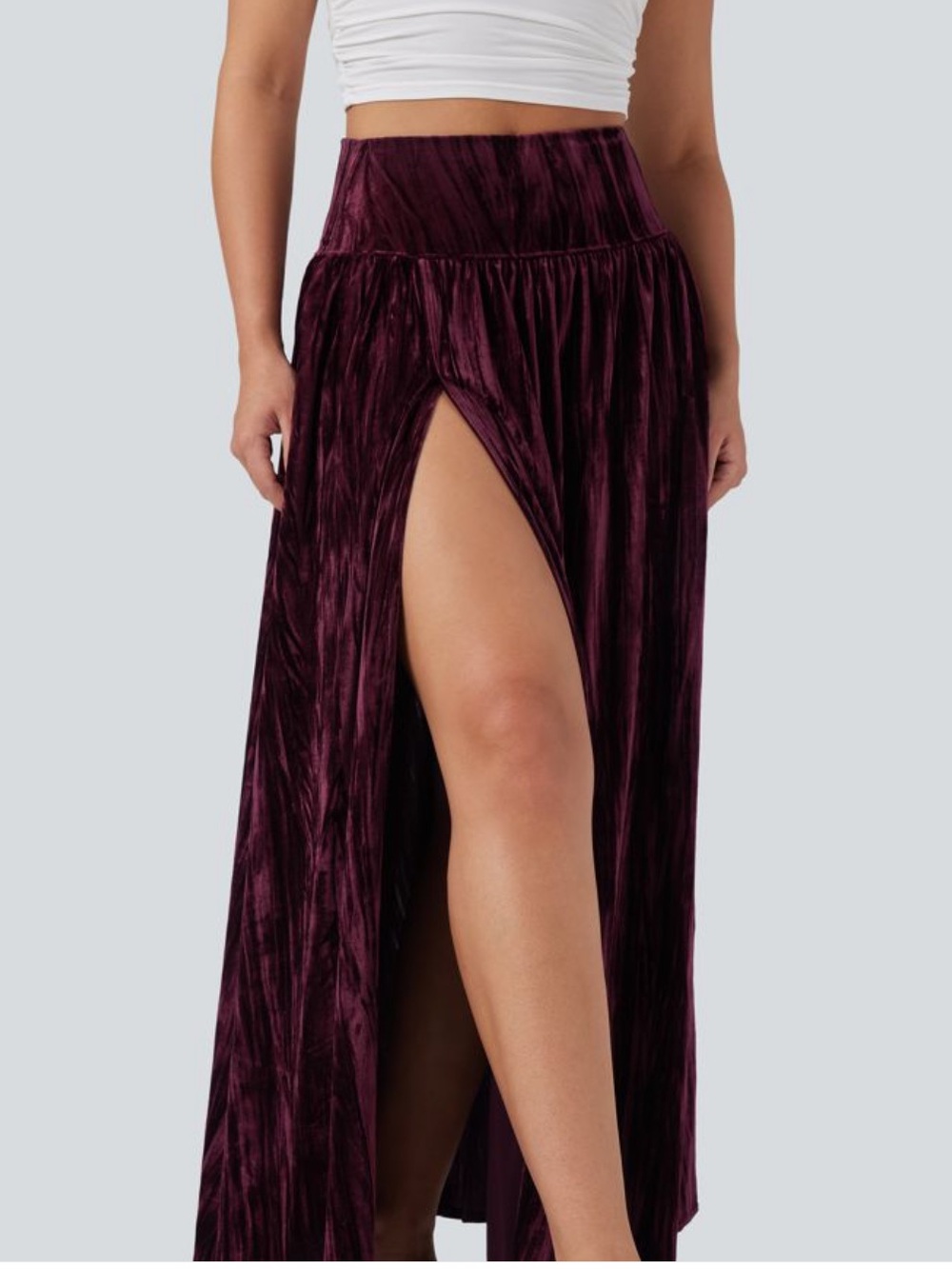 Halara High Waisted 2-in-1 Velvet Maxi Casual Skirt NwT - Picture 5 of 7